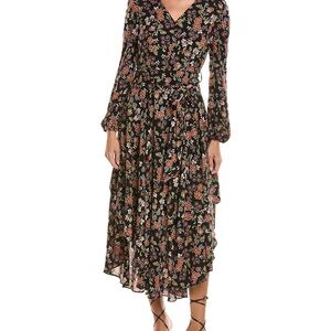 Vince Camuto Floral Black Midi Dress